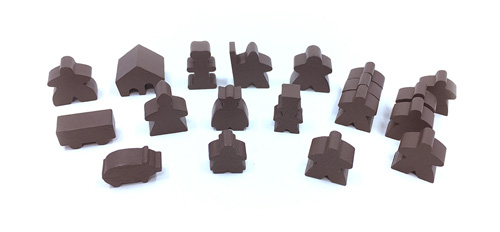 19-Piece Set of Brown Meeples