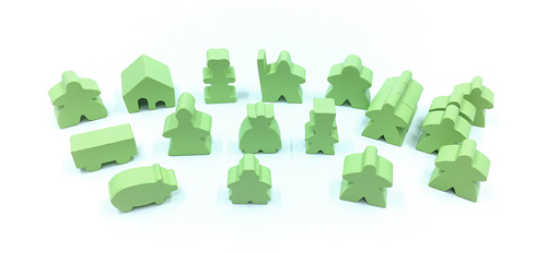 19-Piece Set of Lime Green Meeples