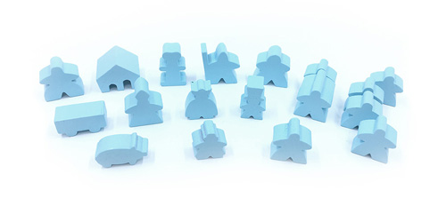 19-Piece Set of Sky Blue Meeples
