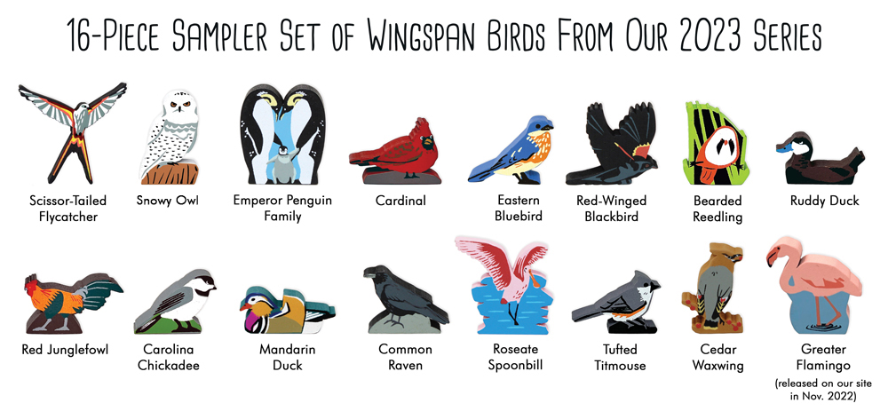 16-piece Sampler Set of Wingspan Birds from our 2023 Series